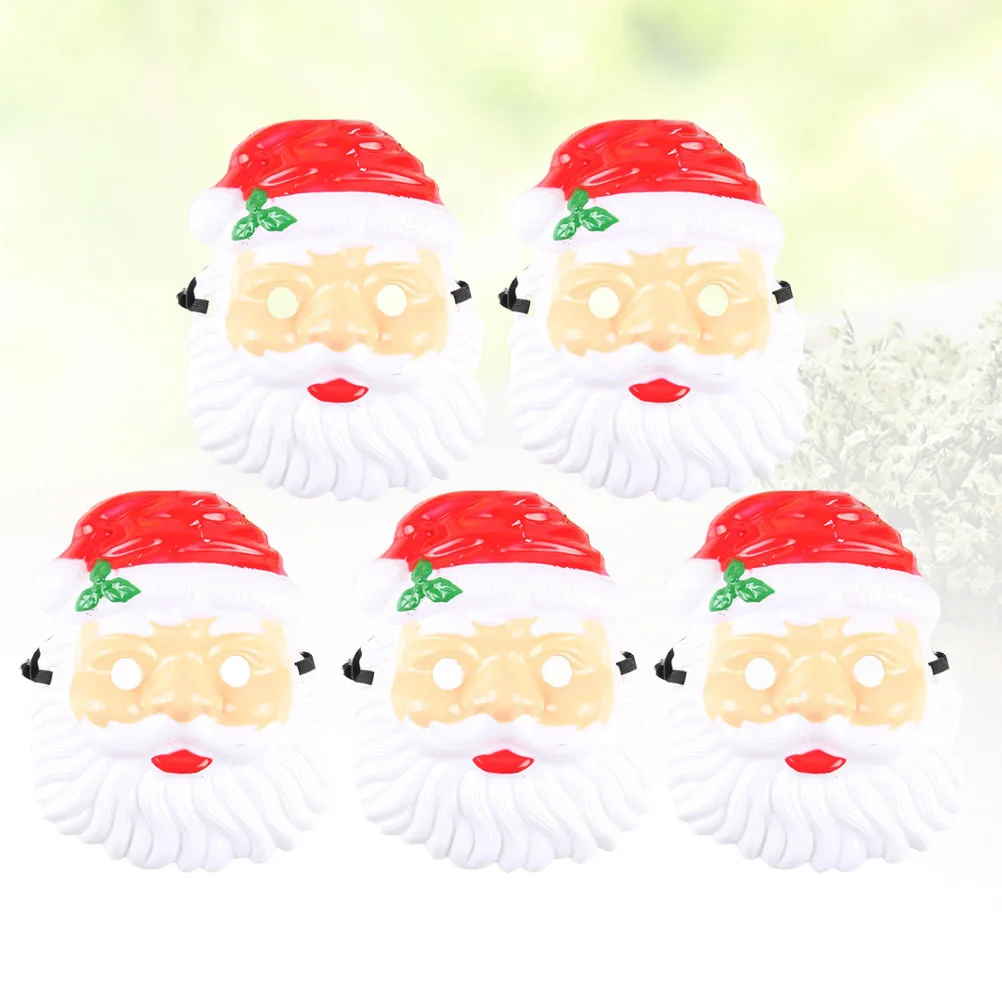 

5 шт., маска Санта-Клауса, рождественская декоративная пластиковая маска для лица для вечеринки, реквизит для косплея, аксессуары для платья Санта-Клауса