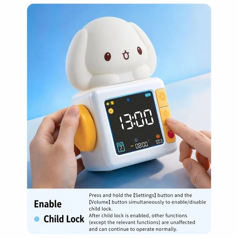 Multifunctional Pomodoro Timer Alarm Clock With White Noise Ambients Nightlight Rechargeable Silicone Desk Lamp For Kids 87HA