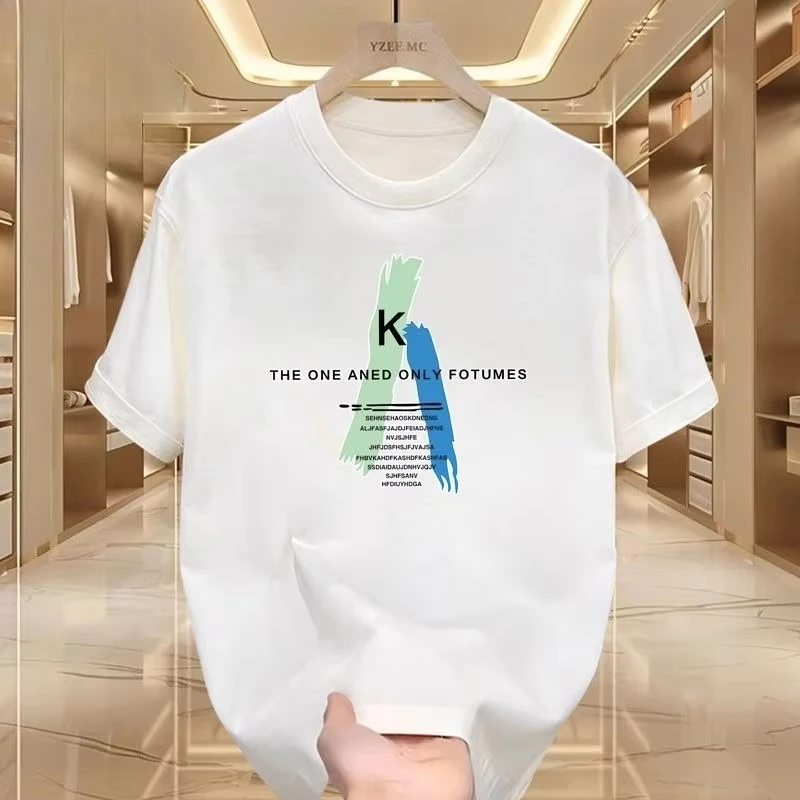 2025 New High-quality Men's Round Neck Trendy Brand Summer Casual Explosion Printed Half-sleeved T-shirt Trendy Cotton Top