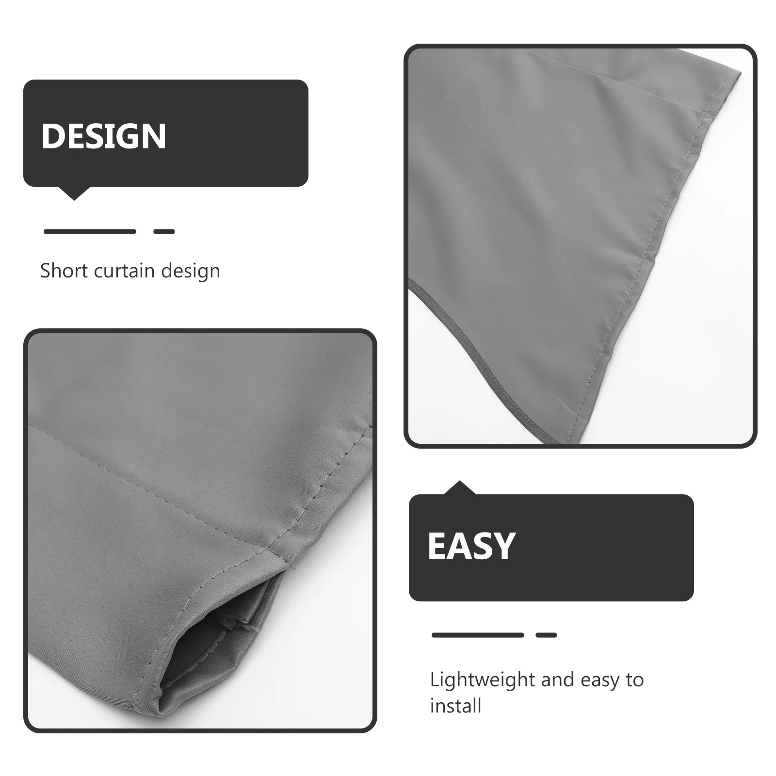 

Alipis High Precision Blackout Curtains Roman Blinds Solid Color Dark Gray 132x46 cm Kitchen Bay Window Half Curtain