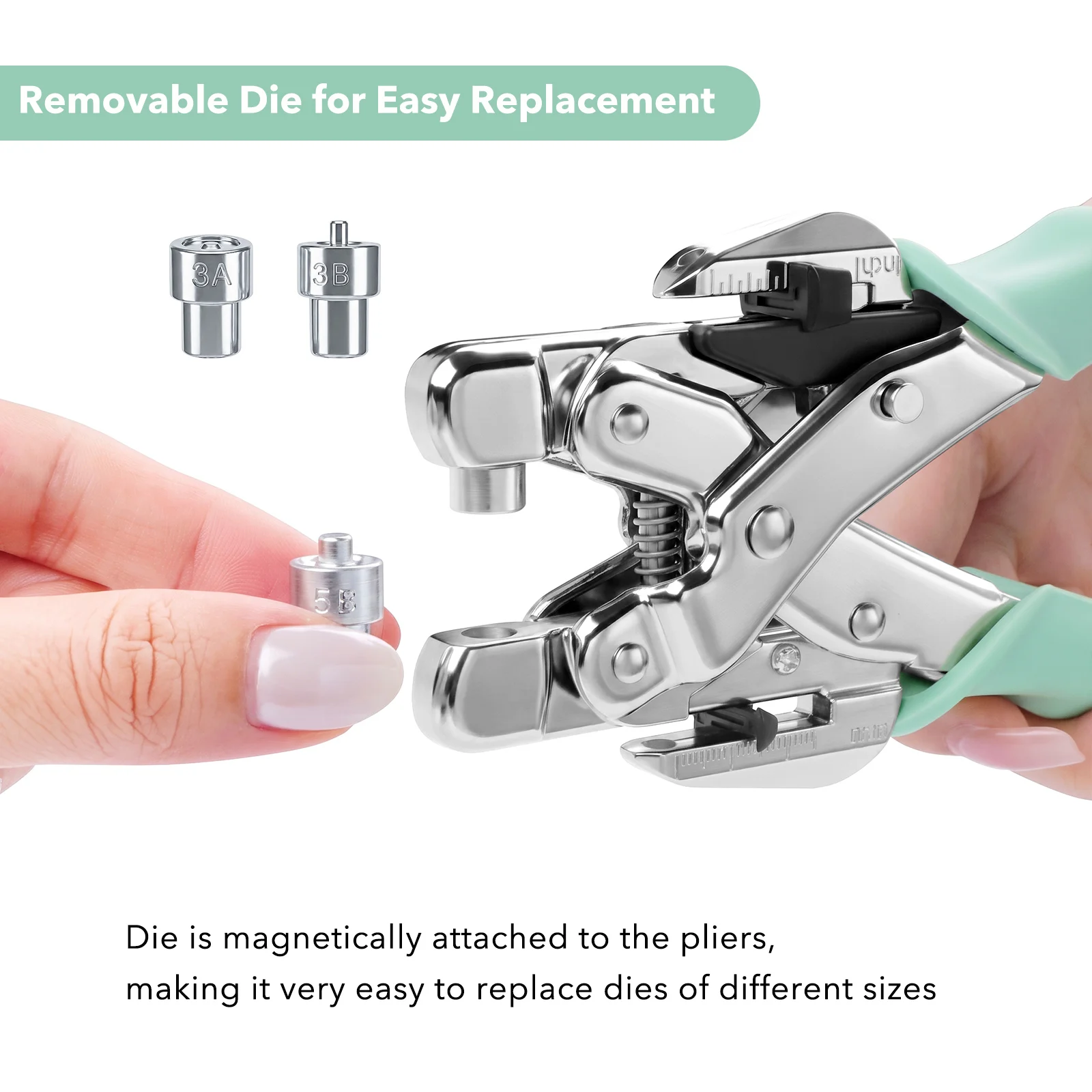 Grommet Plier Tool Kit 3/16 & 1/8 Hole Punch & Eyelet Setter for Leather Fabric Plastic Cardstock Crafts DIY Scrapbooking Craft
