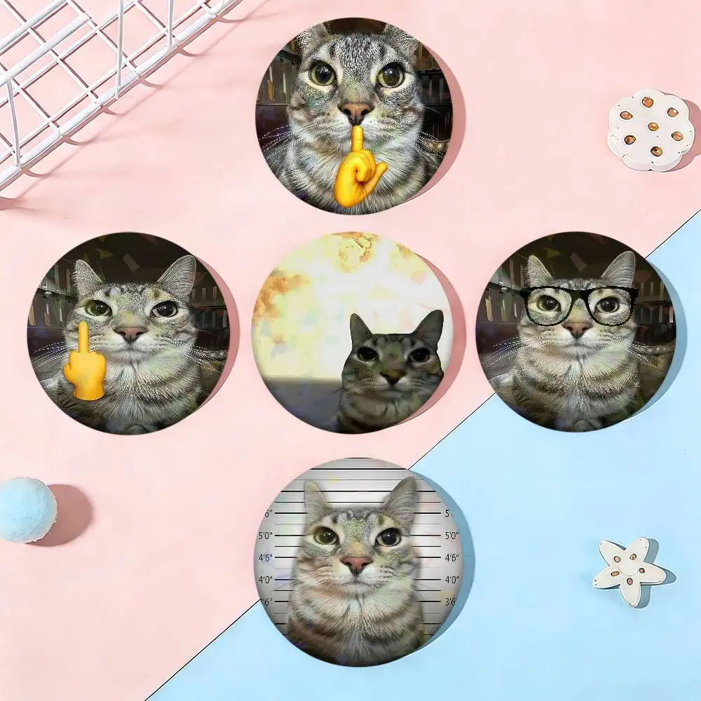 Cat Meme Kawaii Animal Funny Enamel Pin Badge Snap-in Brooch Lapel Pins Bag Accessories Gifts