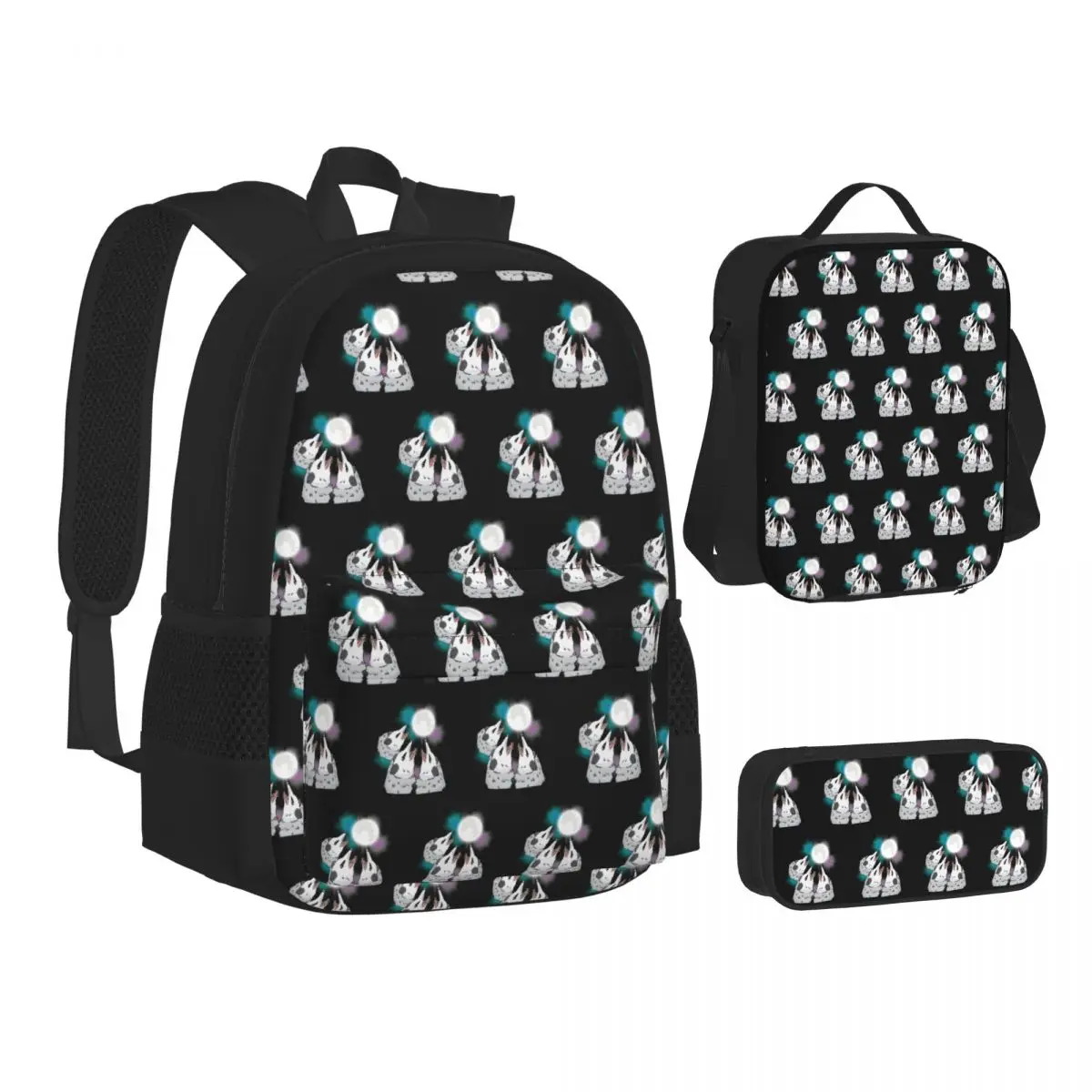 3 Opossum Moon Backpacks Students Bookbag School Bags Kids Rucksack Lunch Bag Pen Bag Three-Piece Set