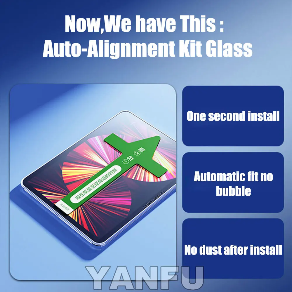 Auto Install Kit Tempered Glass For Ipad Pro 11 12.9 2022 10 9 8 7 Screen Protector For Ipad Air 5 4 3 2 Mini 6 Generation Glass
