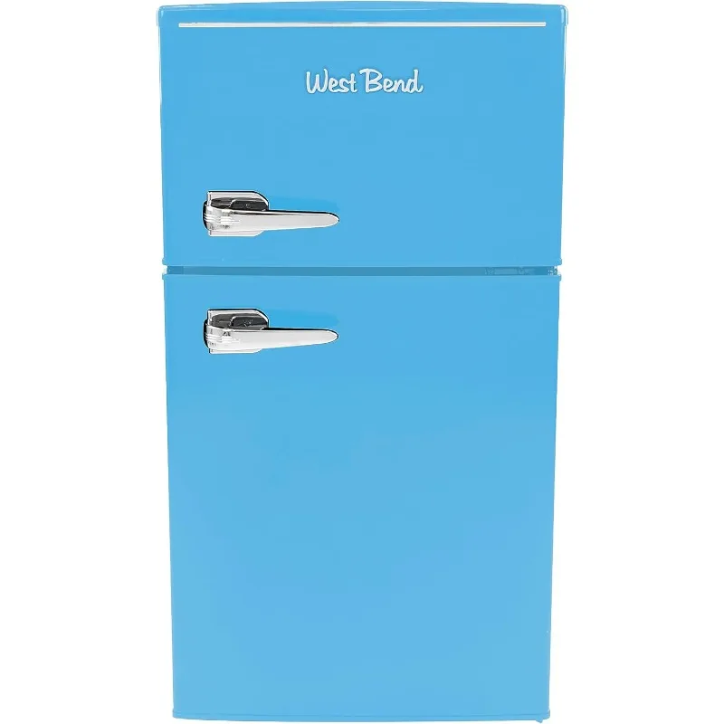 

Mini Fridge with Freezer Retro-Styled for Home Office or Dorm, Manual Defrost and Adjustable Temperature, 3 Cu.Ft, Blue