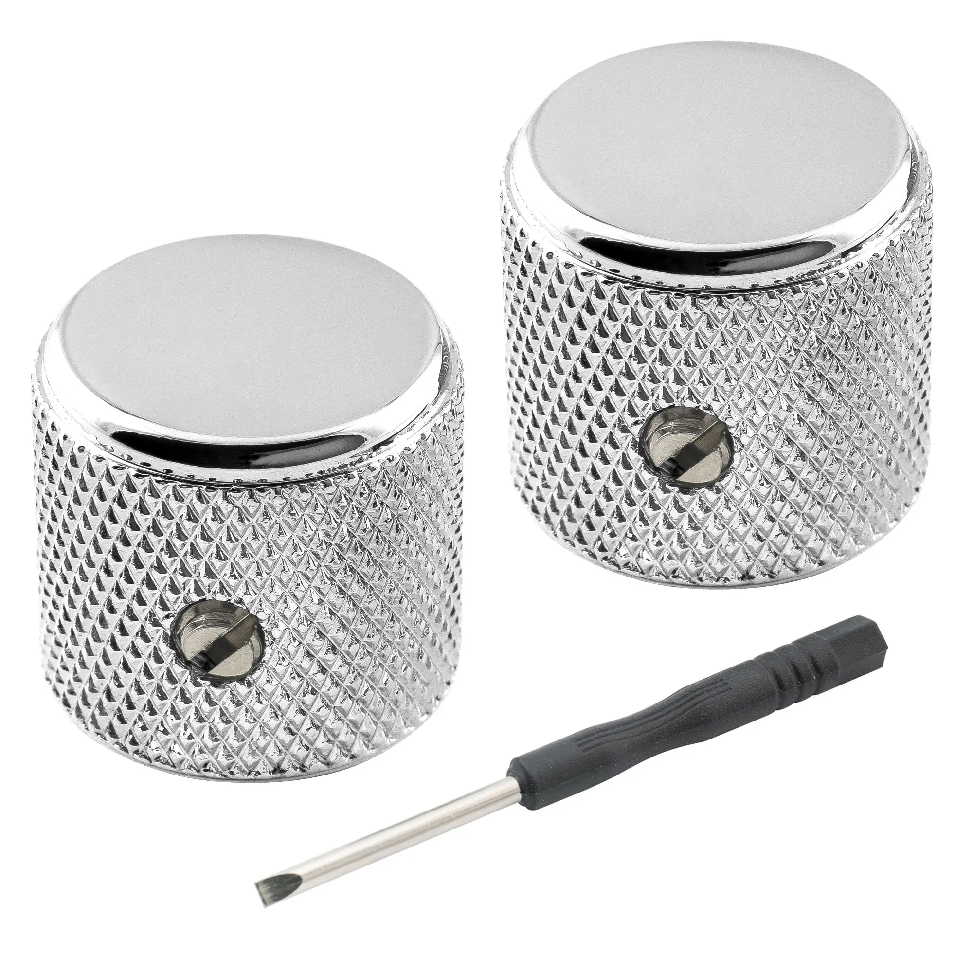 Musiclily Pro Perilla de control de montaje universal con tapa plana de aluminio de 1/4 de pulgada con tornillo de fijación para Fender Mexico Player Tele (juego de 2)