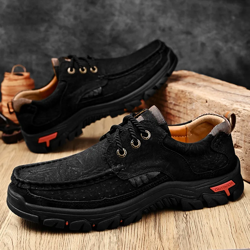 Genuine Leather Men Casual Shoes High Quality Men Sneakers Fashion Wear-resisting Leisure Shoes Outdoor Men Shoes Zapatos Hombre