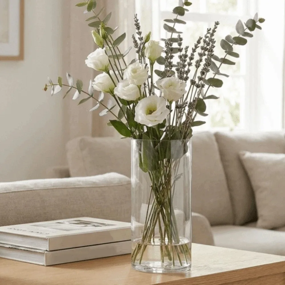 Transparent Flower-Wrapping Vases Plastic Cylindrical Hydroponic Plants Vase Modern Shatterproof Cylinder Vases Centerpieces