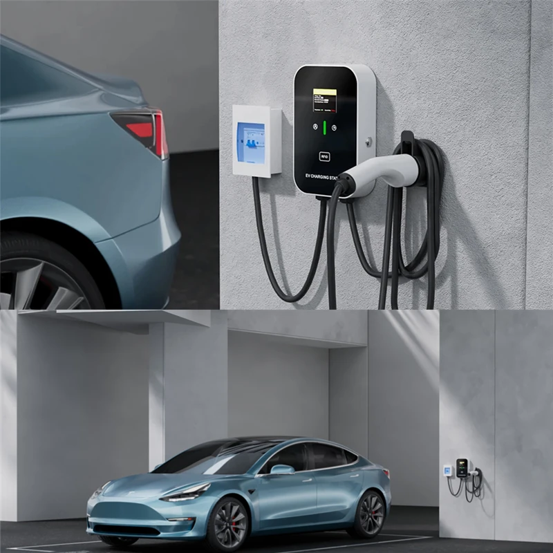 7KW 32A Type 2 Electric Vehicle Charger Car Charging Station Type 1 GBT EVSE Wallbox 1Phase EV Charger with Screen Cards images - 6