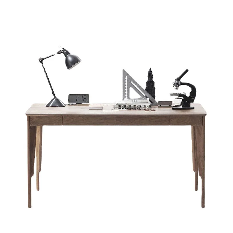 Nordic all-solid wood home computer desk writing desk black walnut office learning writing solid wood desk e-sports