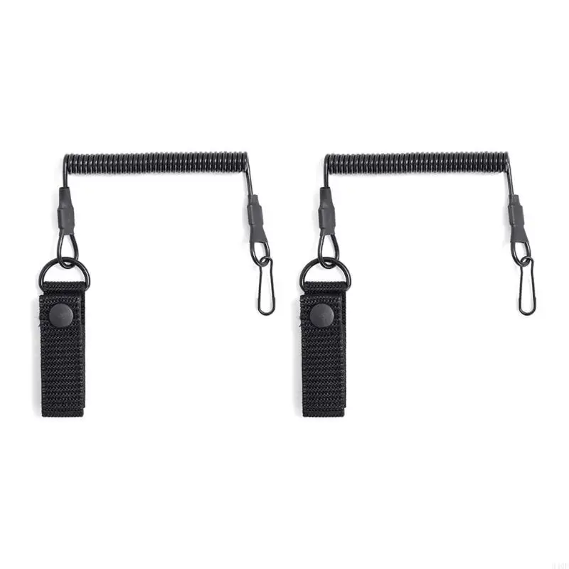 

340F 2Pcs Secure Spring Lanyard Tactic Coiled Lanyard Anti-Lost Retractable Keychain