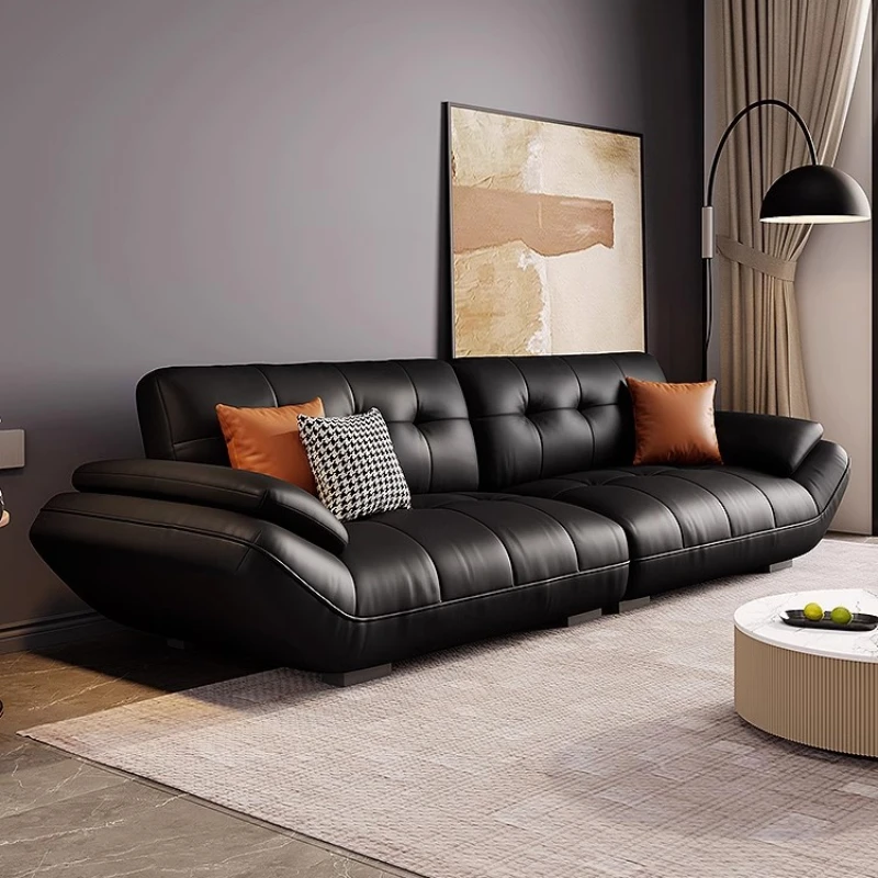 

Straight Upholstered Living Room Sofas Modern Leather Clouds Vintage Cinema Couchs Minimalist Designer Sofa Para Sala Furnitures