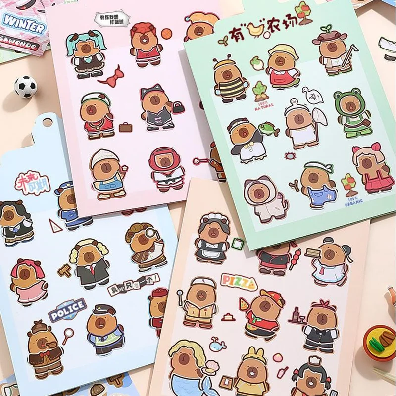 Cartoon Cute Capybara Capibala Sticker Kawaii Animal Graffiti Decorations Classic DIY Changing Stickers Kids Toy