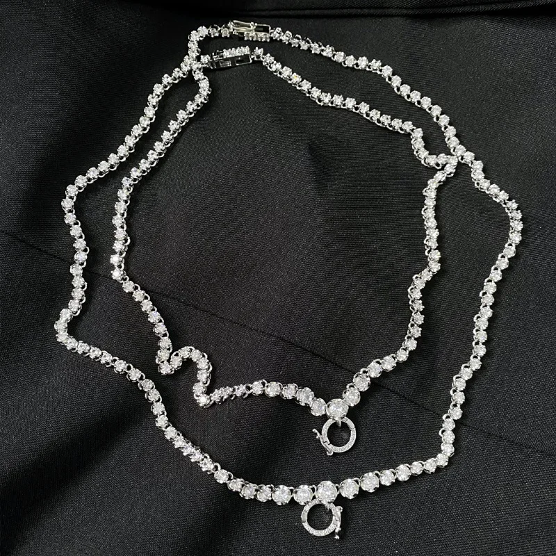 

MDLFES Moissan Diamond Style Brilliant punk hip hop versatile chain plated 18K Seiko 55cm