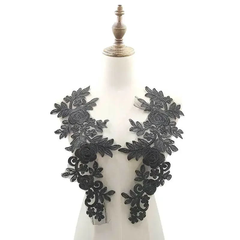 Elegant เย็บปักถักร้อยผ้า Applique สีขาวดอกไม้ลูกไม้ Organza ฐานผ้าผู้หญิงเสื้อผ้าอุปกรณ์เสริม