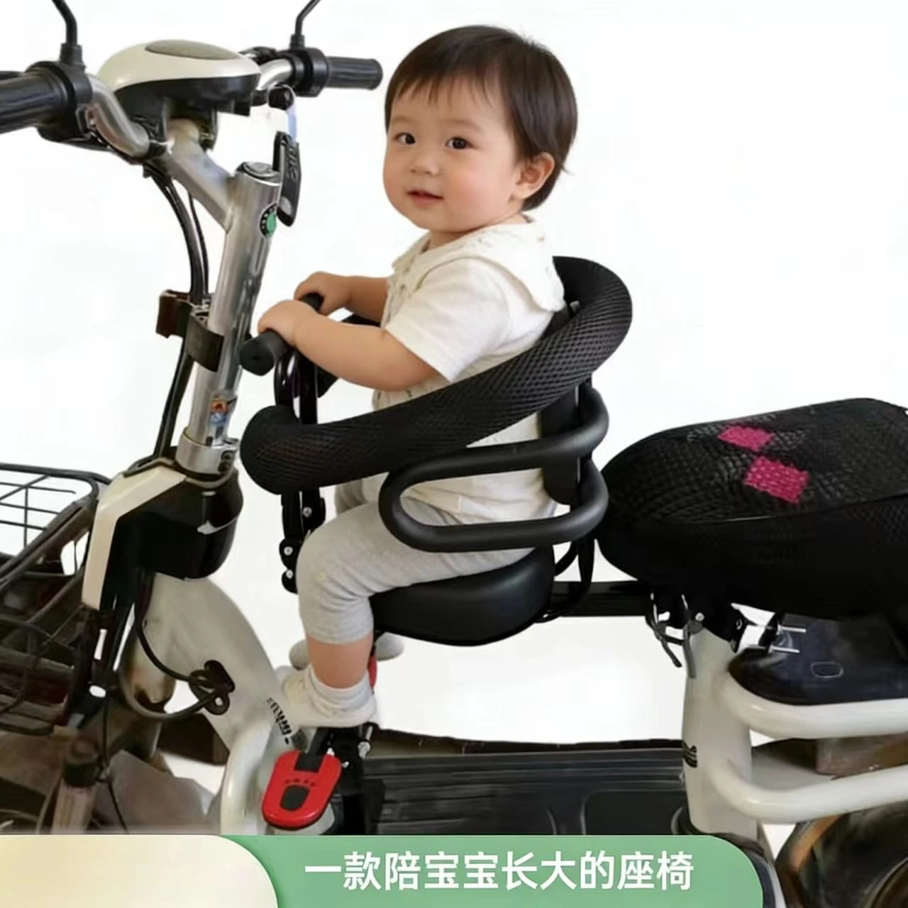 Foldable Electric Scooter Bike Adjustable Thickened Kids Front Seat Storage Universal Safety Chair Toddler Seat Anti Slip