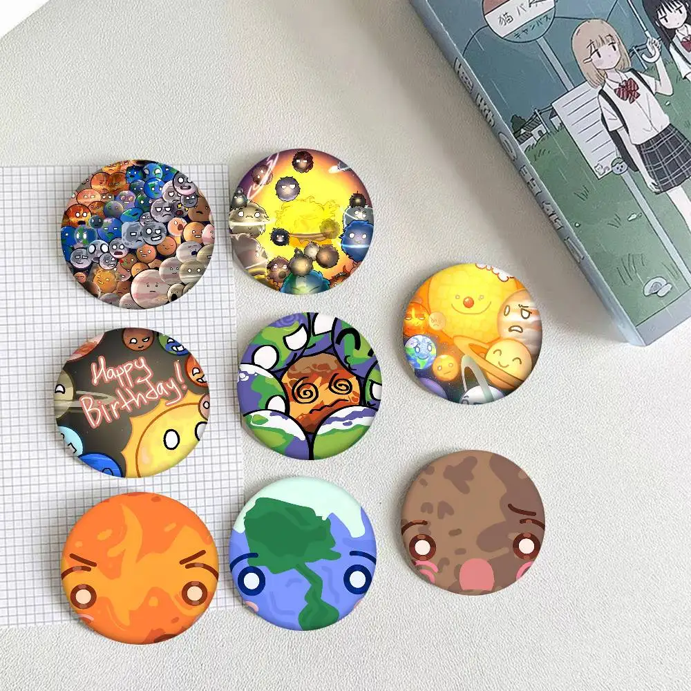 Cartoon Solar Balls Fan Art Round Badge Creative Brooch Clothing Backpack Accessories Lapel Pin