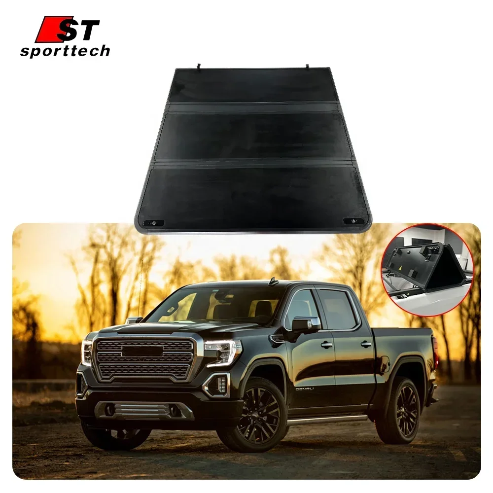 Pickup Truck Bed Cover Hard Tri-fold Folding Tonneau Cover For 2018 gmc sierra1500 5.8 bed accessories truck accessories