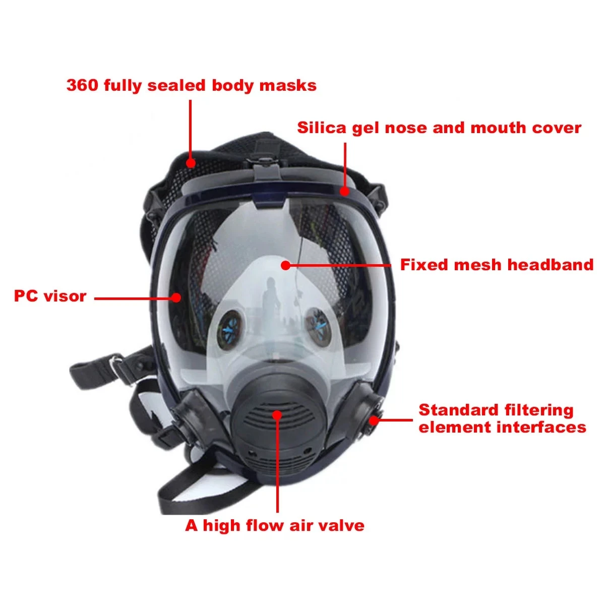 Maschera antigas chimica 6800 respiratore antipolvere filtro maschera antiappannamento per Gas acido industriale, insetticida per vernice Spray per