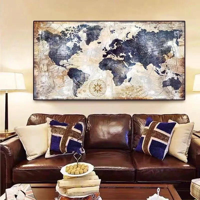 Mappa del mondo di arte moderna 5D Kit di pittura piena di diamanti fai da te Pittura murale Punto croce Soggiorno Diamante Ricamo Decorazioni per