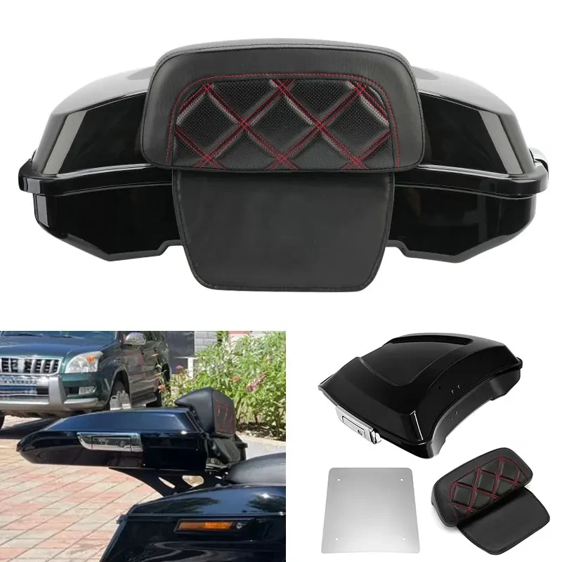 Motorcycle Rear Storage Box Trunk Tail Box Trunk  Touring Electra Street Glide Ultra Classic Road King 1997-up