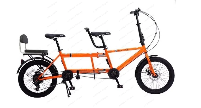 Double bicycle folding variable speed parent-child family with baby three-person scenic rental sightseeing two-person ride