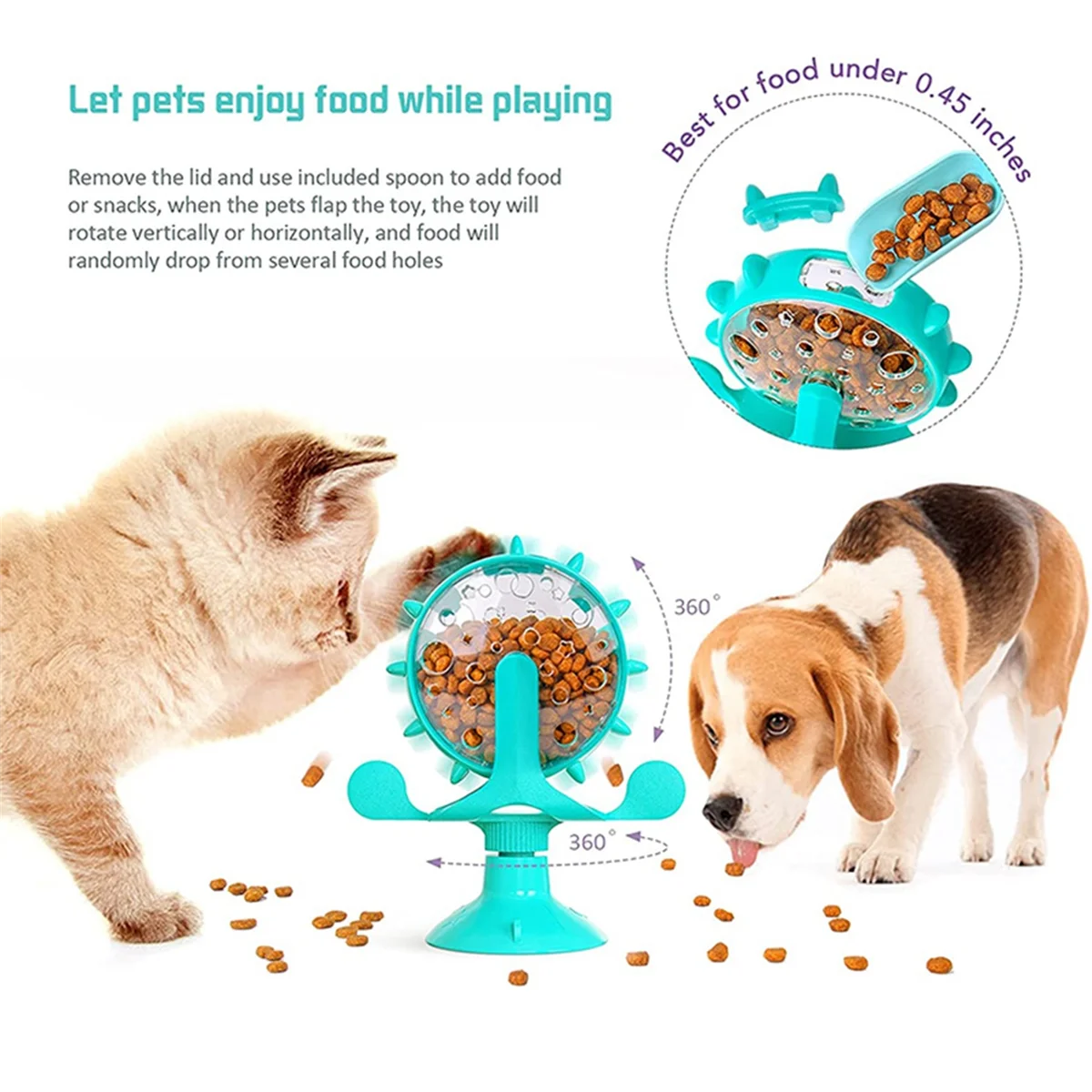 B Dog Puzzle Toys Interactive Cat Slow Feeder Windmill Treat Dispensing Dog Toys with Powerful Suction Cup Pet Treat Toy