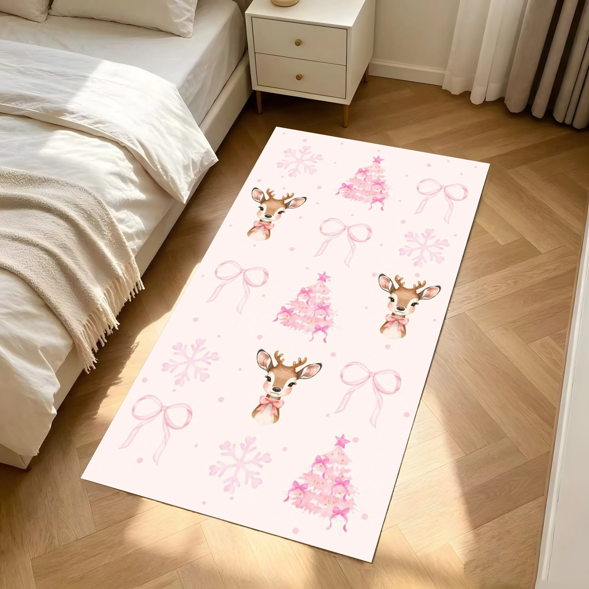 2D Carpet with a Full Print of Small Purple Floral Patterns Creates a Fresh Pastoral and Gentle Atmosphere, Adding a Warm And..
