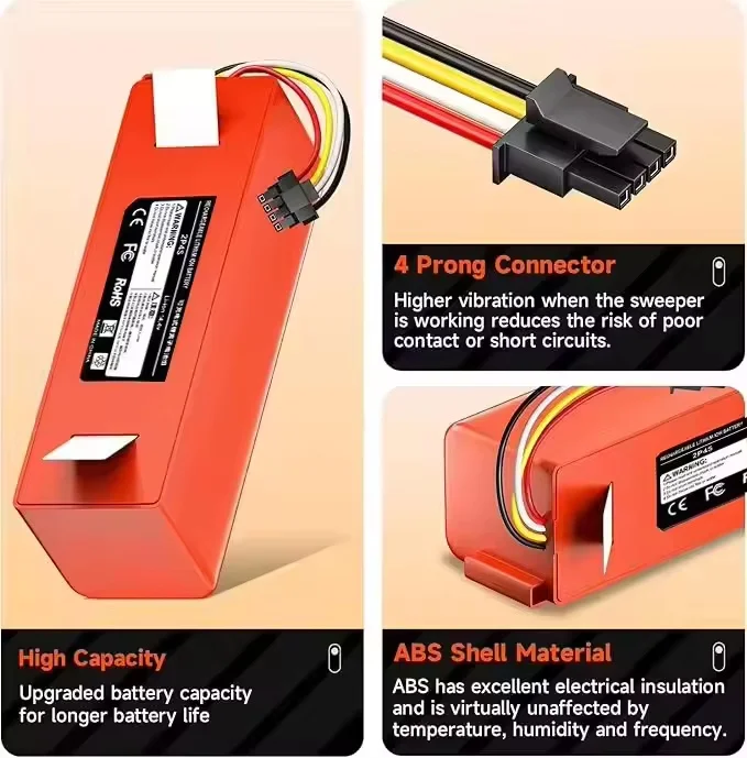 2026 14.4V Li-ion Battery Robotic Vacuum Cleaner Replacement Battery for Xiaomi Robot Roborock S50 S51 S55 Accessory Spare