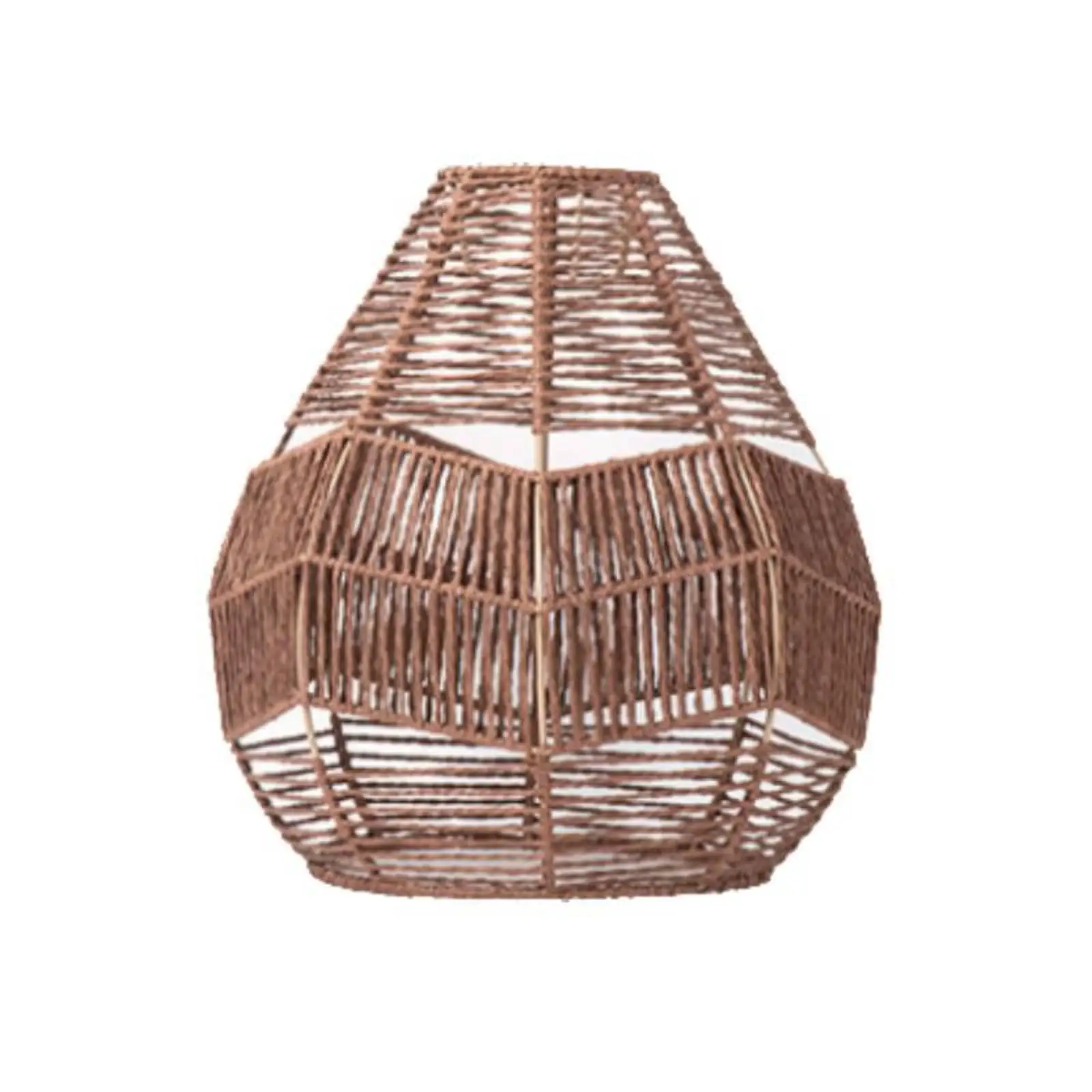 Rustic Woven Lampshade Hand Braided Paper Rope Pendant Lighting Shade for Bedroom Dining Room Bohemian Decor