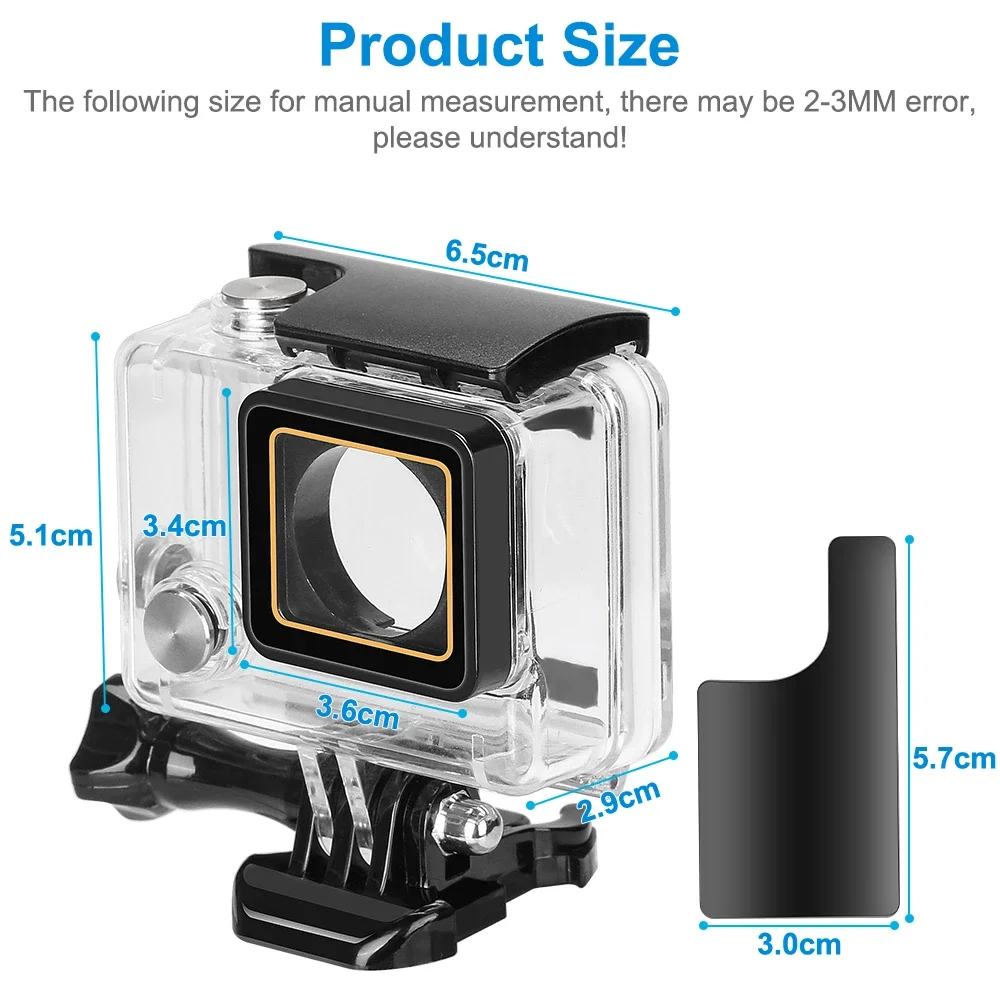 Custodia impermeabile per immersione subacquea da 60m per GoPro Hero 3 + 4 Plus supporto per custodia per accessori per Action cam Go Pro