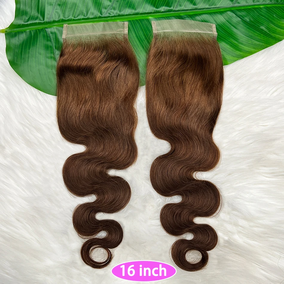 #4 Brown Color 4x6 Transparent Lace Closure Body Wave Human Hair Deep Parting Melt Skin Invisible Lace Raw Virgin Hair For Women
