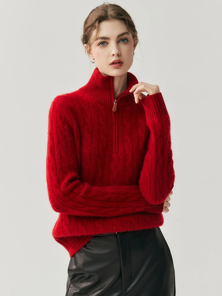 TLOML 女性 100% カシミヤセーター厚いハーフジッパータートルネックプルオーバー長袖高品質カジュアルスタイルカシミヤニットウェア