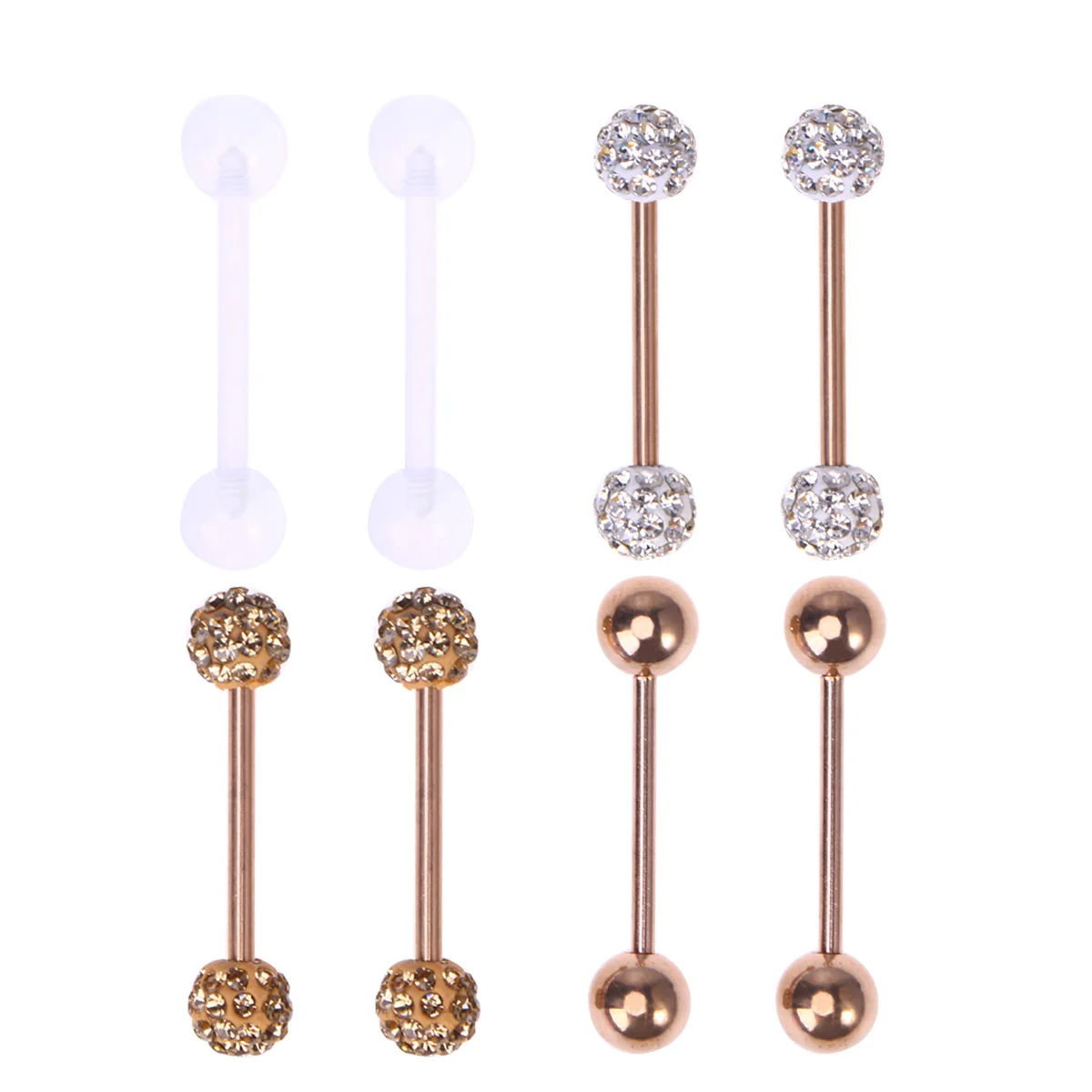 

4Pairs Stainless Steel Tongue Piercing Rings 16mm Mixed Styles Body Piercing Jewelry for Lip Cartilage Earrings Practical Decor