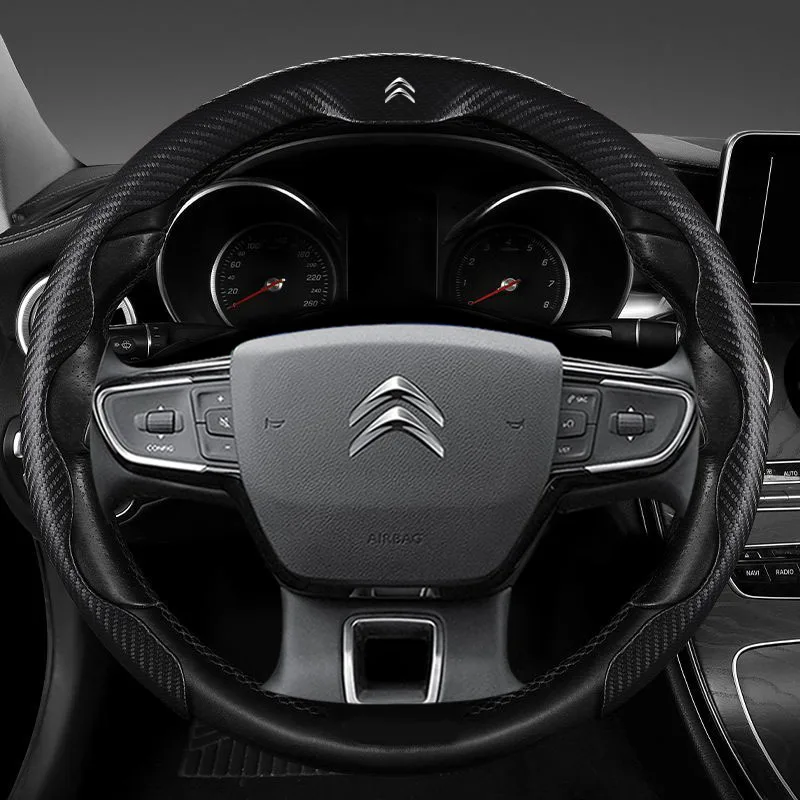 For Citroen C1 C2 C3 C4 C5 C6 VTS Xsara C-Crosser Berlingo Jumpy Carbon fiber non-slip Car Steering Wheel Cover Auto Accessories