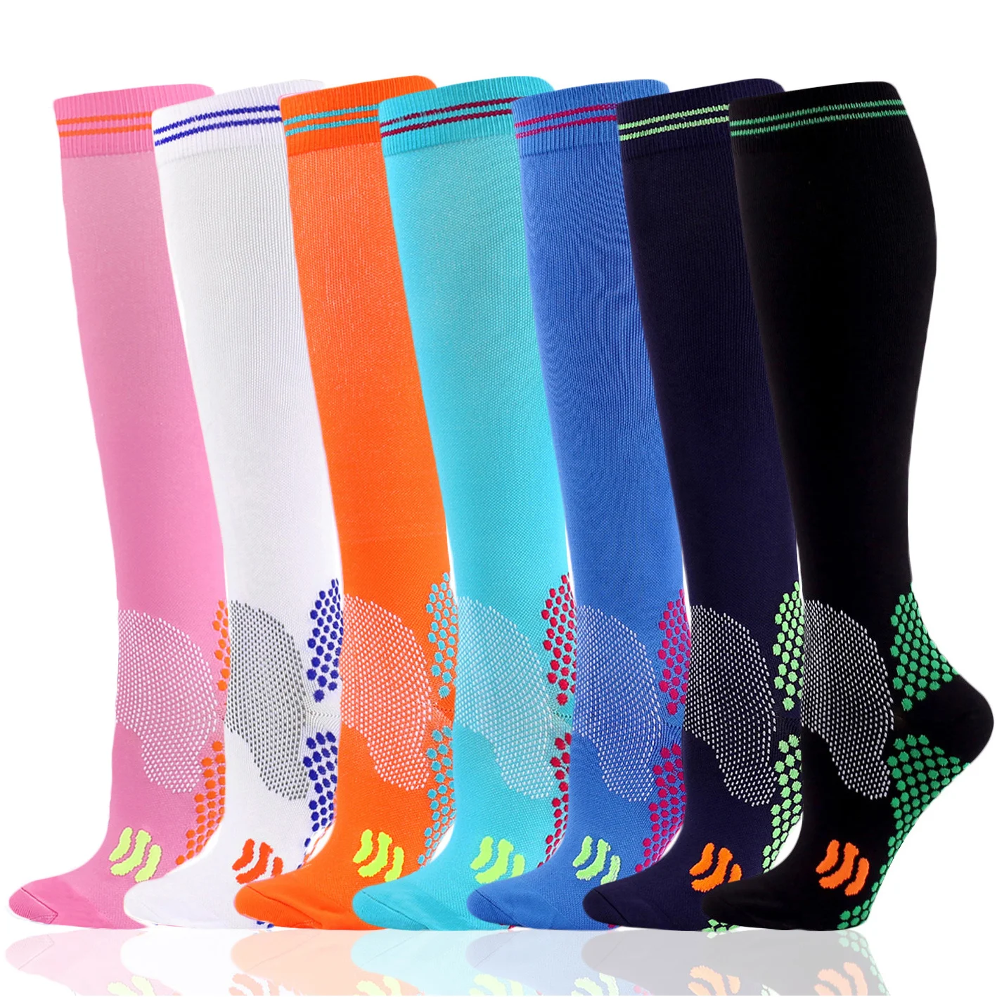 

TANABATA 1Pair Plus Size Compression Socks Men,20-30mmHg Run Nurse Women Compression Stockings for Edema Diabetic Varicose Veins