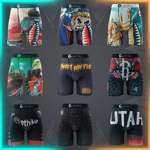 ETHIKA 1Pcs Men Underwear Boxers Breathable Mesh Crotch Mens Trunks Plus Size S-3XL Man Swimming Underpants Men's Panties Trunks