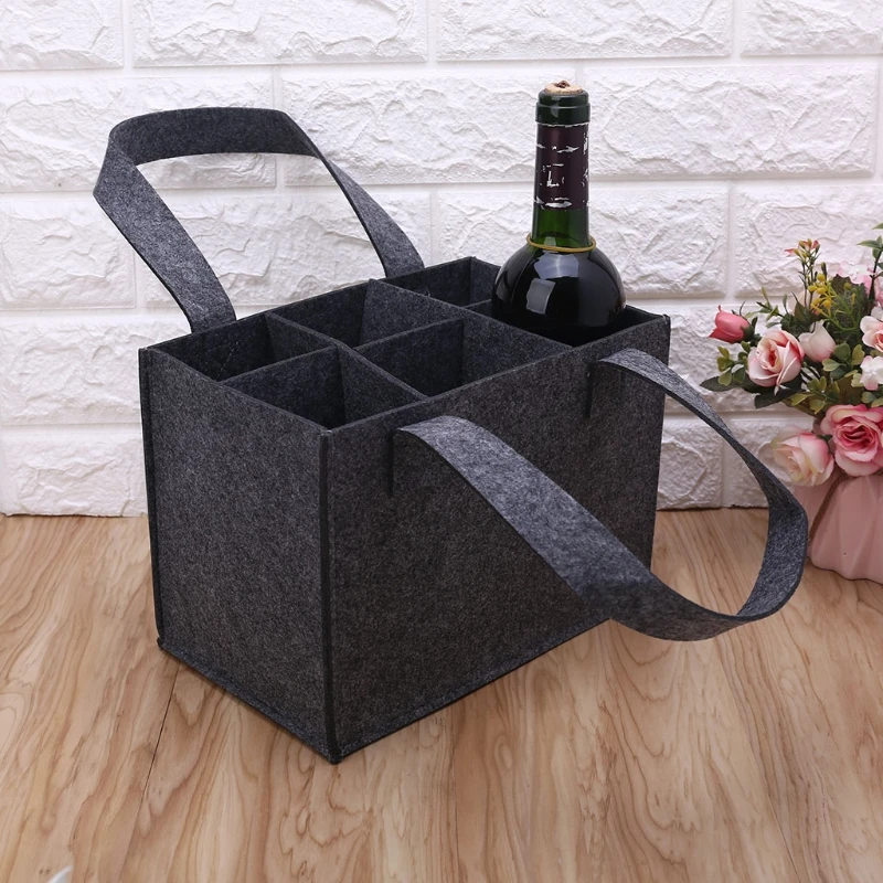 6 Bottle Wine for Carrier Tote Reusable Grocery Bags for Travel Camping