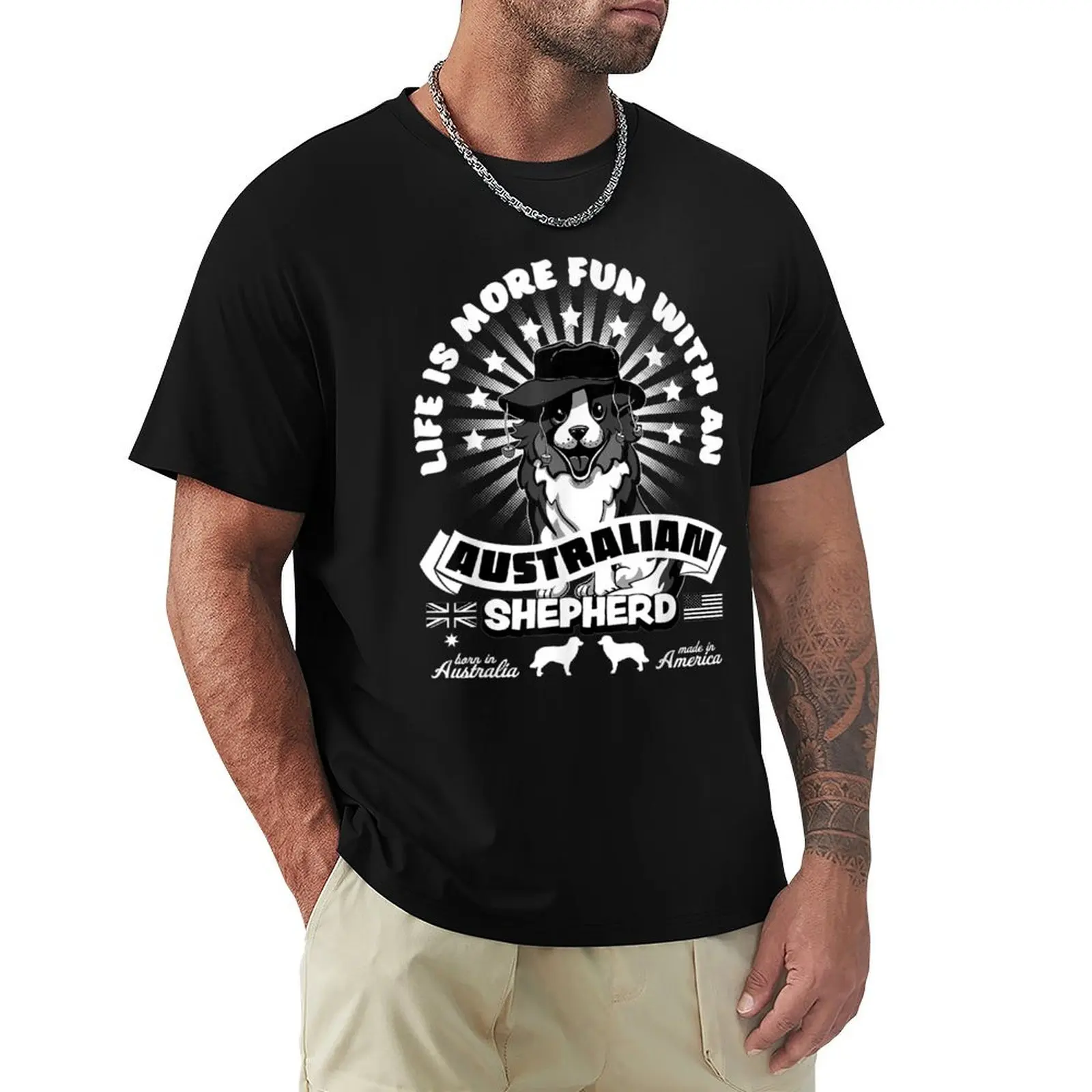 

Australian Shepherd Aussie Design T-Shirt quick drying Anime t-shirt mens fashion