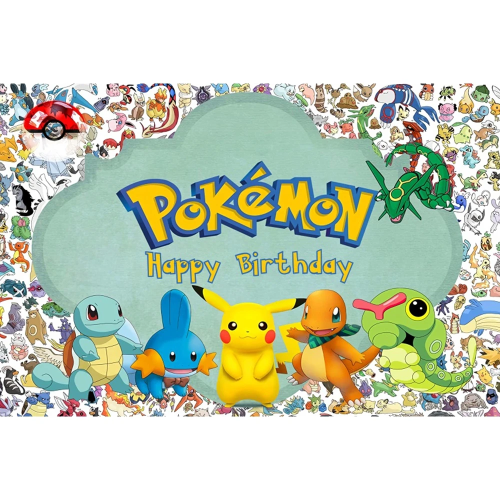 Pokemon Backdrop Cover Kids Birthday Party Decoration Pikachu Baby Shower Custom Photography Background Photo Banner Props