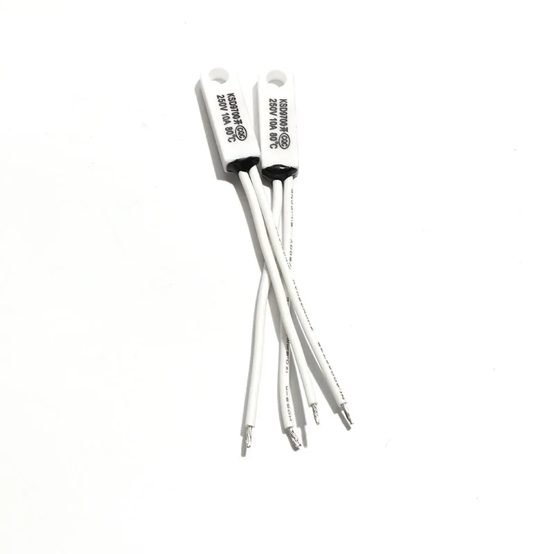 10PCS Perforated Ceramic Shell Normally Open Over-temperature Power On Temperature Control Switch 40-160℃ Light Lamp Ballast