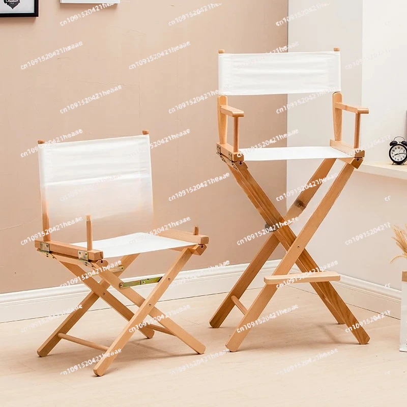 logo Solid Wood Director  Folding Canvas Chair Leisure Outdoor Back Chair Makeup Chair Photography Prop Exhibition Display