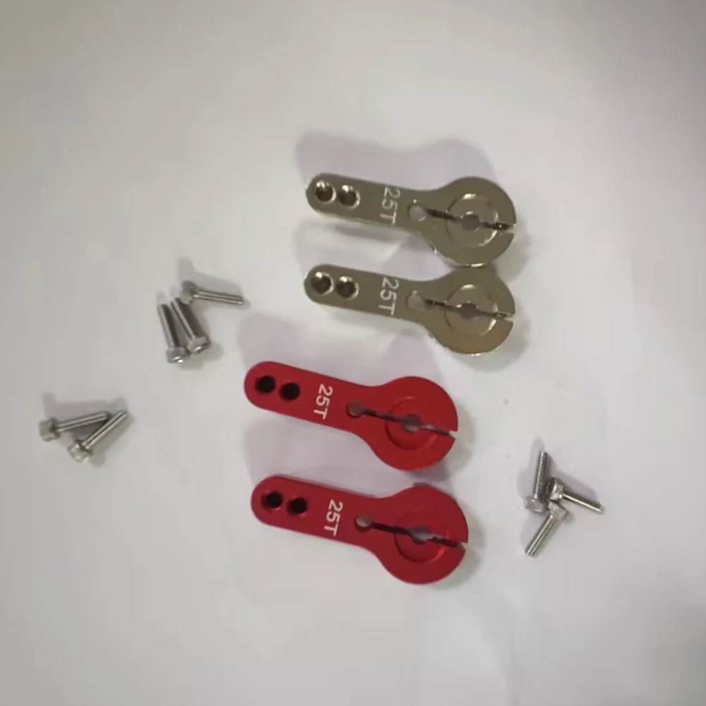 1PCS/2PCS/4PCS 25T Standard Metal Servo Arm Aluminum Horn Arm Servos Parts 25T Metal Remote Control Servos Arm Parts Red/Silver