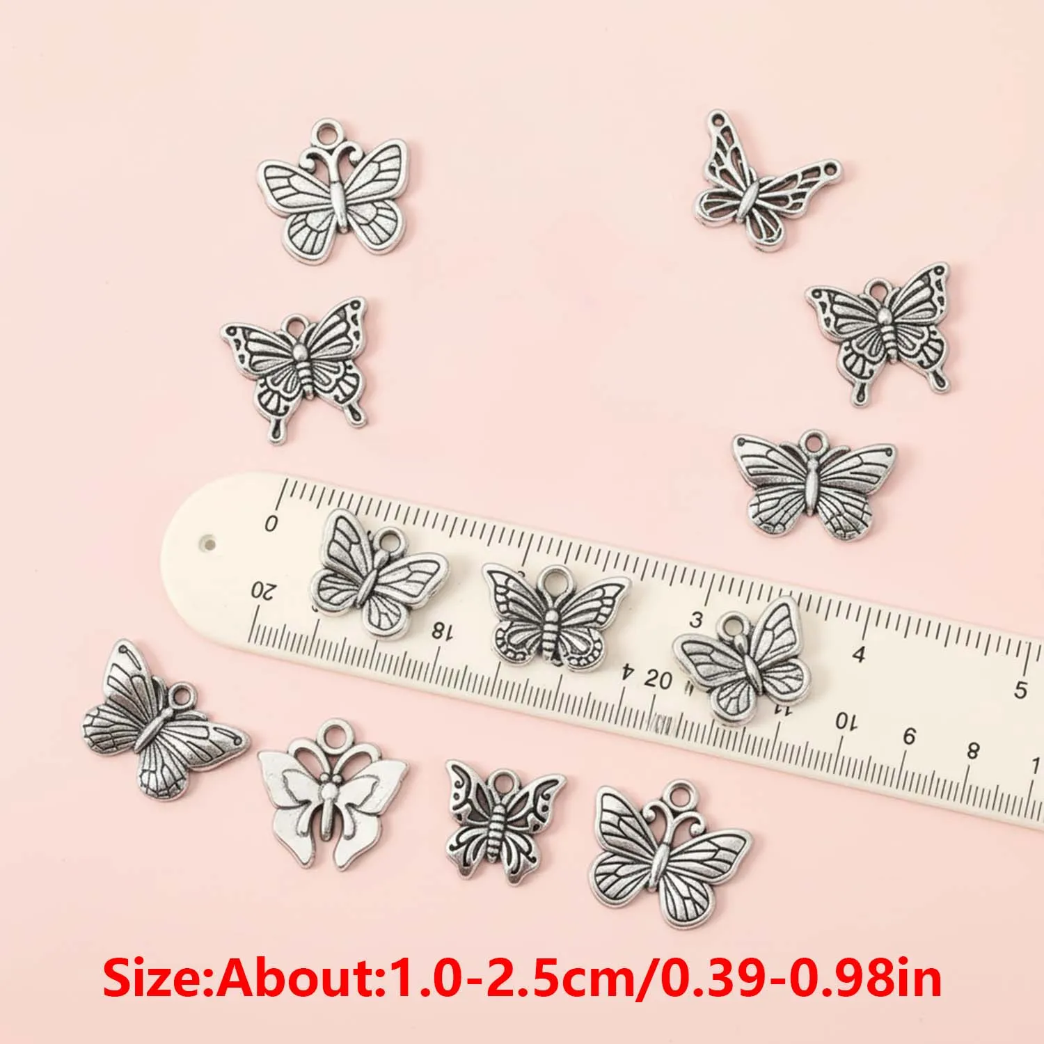 10/16pcs Antique Silvery Butterfly Charms Alloy Insect Pendants for DIY Bracelets Necklaces Earrings Jewelry Making Accessories