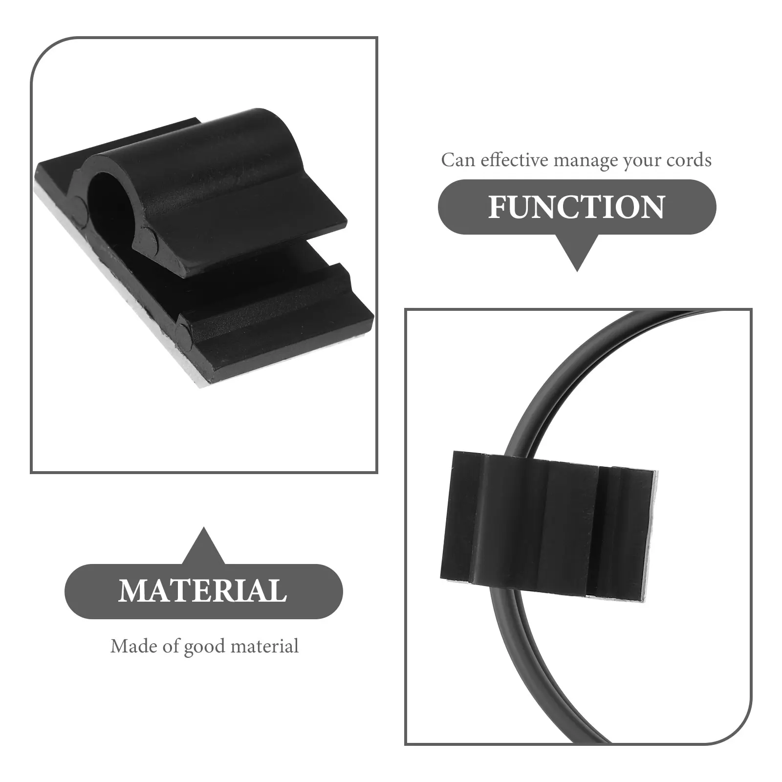 

50pcs Cable Management Clips Self Adhesive Cord Holders Wire Organizer For Desk Home Office Black Durable Strong Hold Easy