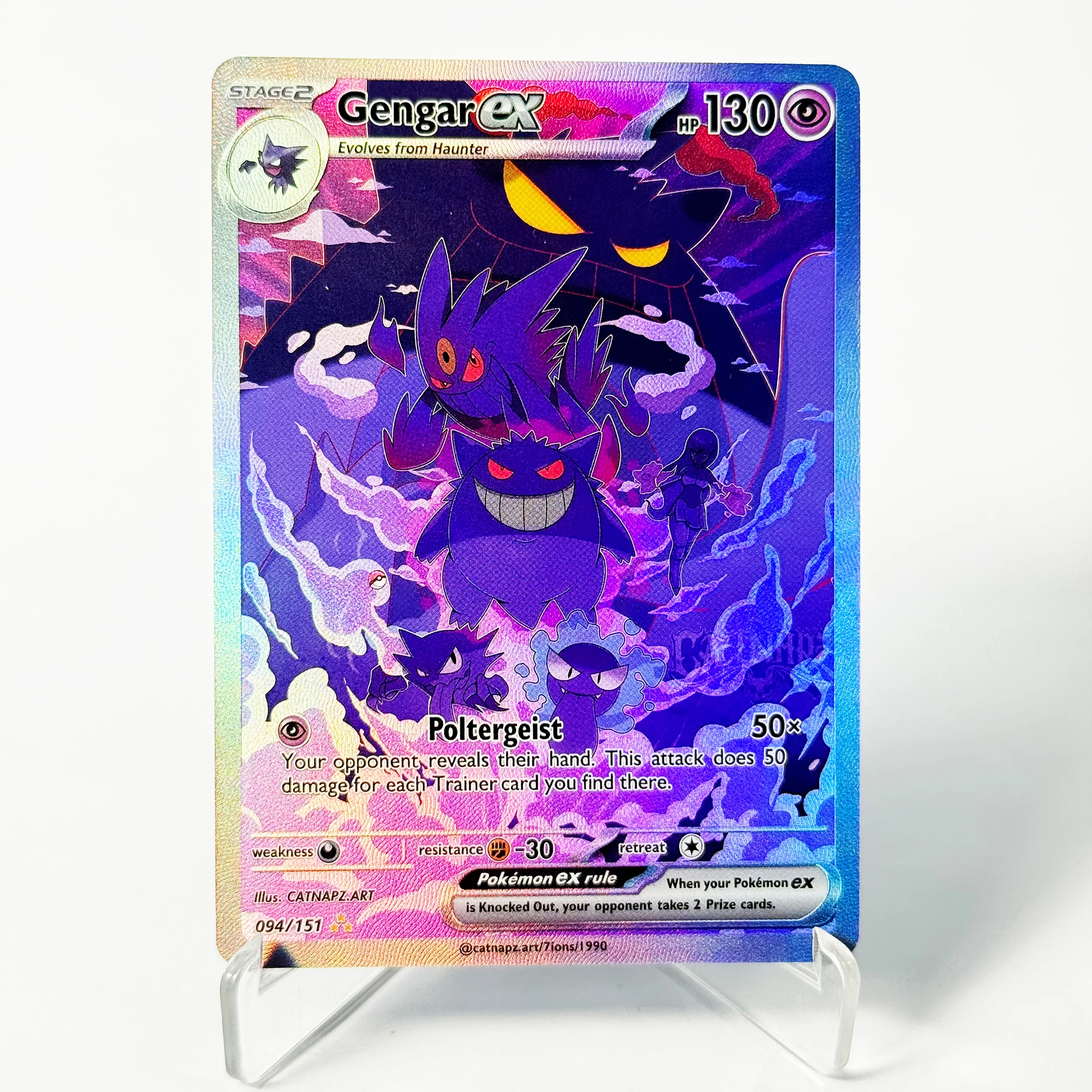 PKM PTCG Gengar Ex Card Evolutions Hobby Collection Cards Diy Custom Card with Foil Etched Textures Well Suited for Collecting - view 2