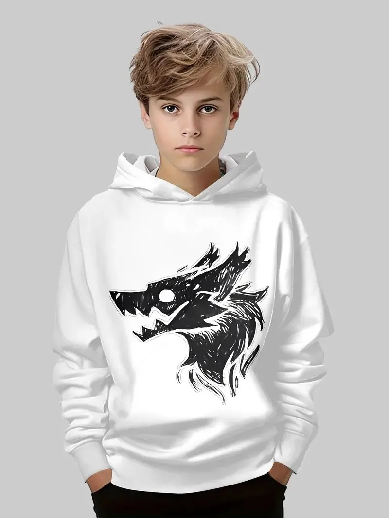 

2025 Fall new children's hoodie 3D monster pattern printed comfortable outdoor leisure children's sweatshirt