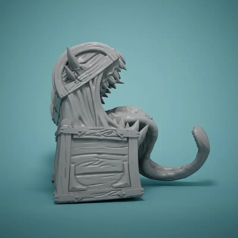 Durable ABS Resin 3D Printed Chest Mimic Miniature - Easy Paint, Perfect for D&D & Pathfinder Tabletop RPGs, Ideal Room Decor
