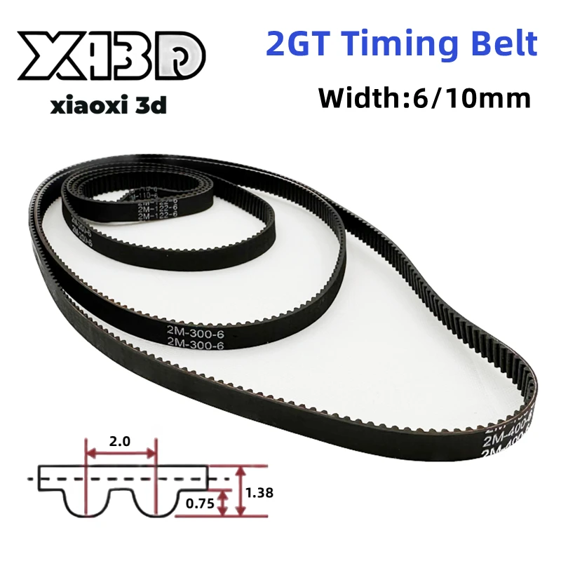 

GT2 Closed Loop Timing Belt Rubber 2GT 6/10mm 3D Printers Parts 110 112 122 158 200 280 300 400 610 852mm Synchronous Belts Part