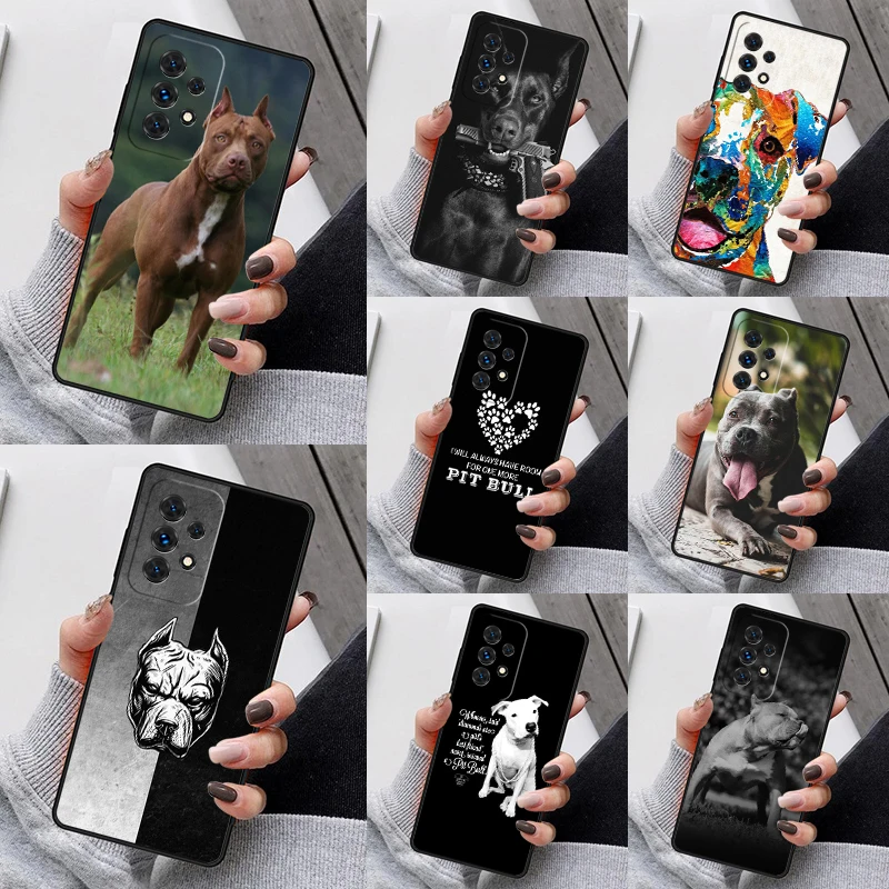 Capa de telefone adorável para cães Pit Bull para Samsung Galaxy, Pitbull, S23, S21, S20, FE, S24, S22 Ultra, Note20, S10, S9, S8 Plus, A40, A52, A12, a13, A53